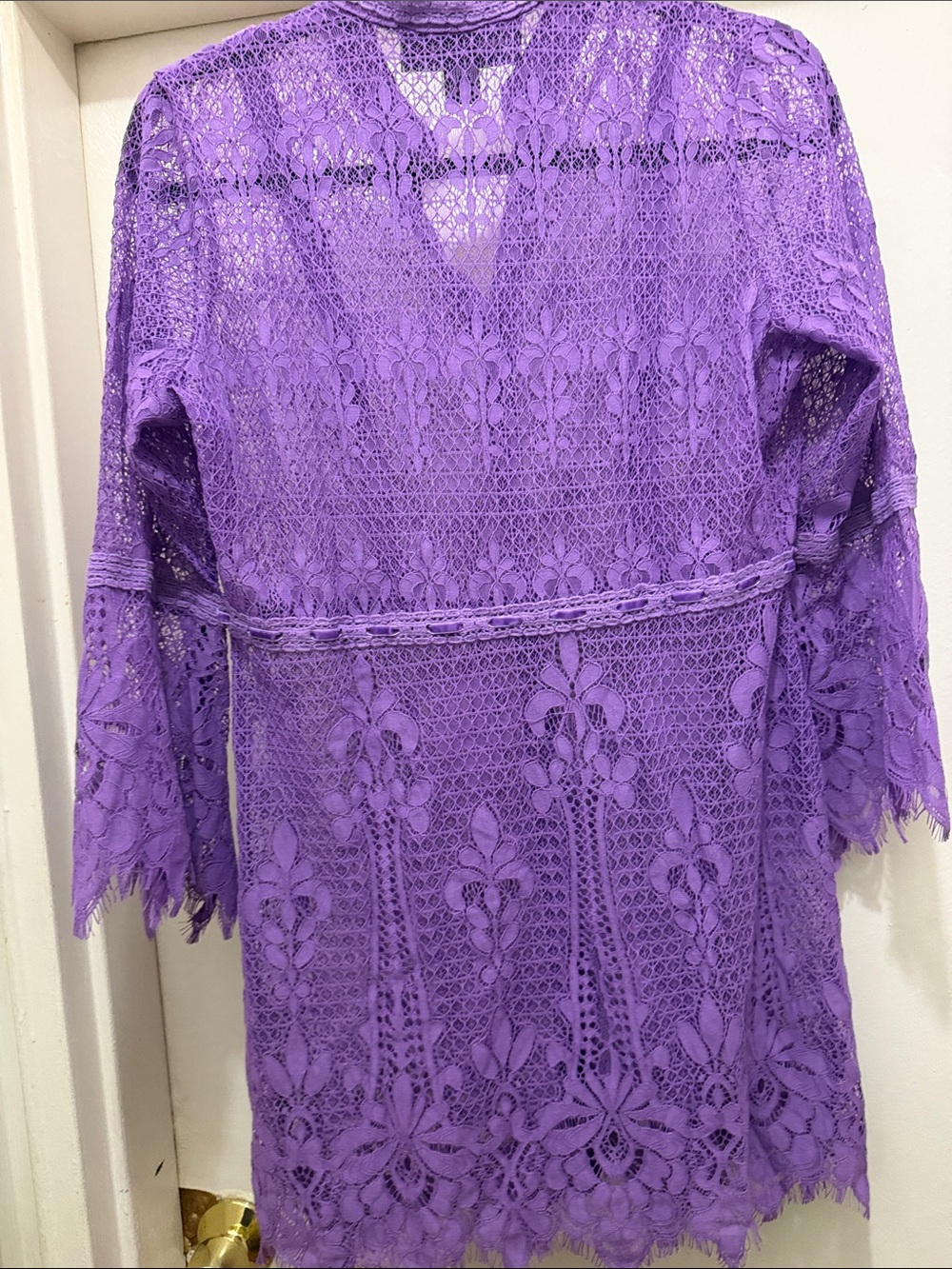 Colleen Lopez Lavender Floral Lace Button-Front Tunic - Picture 4 of 4